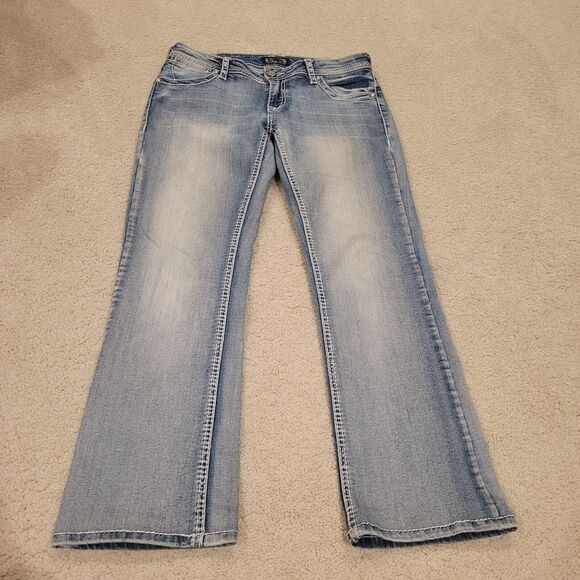 Shyanne Bootcut Western Low Rise Denim Jeans Rhinestone Embellished 32x27 - Picture 2 of 10